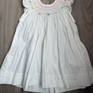 White Smocked Floral Baby Dress